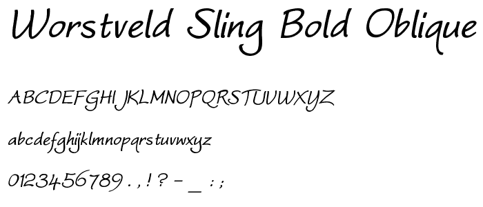 Worstveld Sling Bold Oblique font